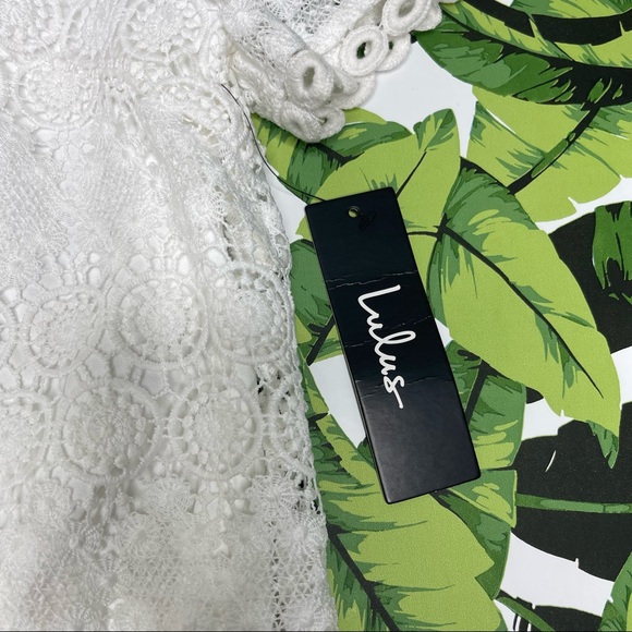 NWT Lulu's 2 Piece Set Lace Skirt Dress Bridal Bachelorette Wedding White L - Picture 5 of 10